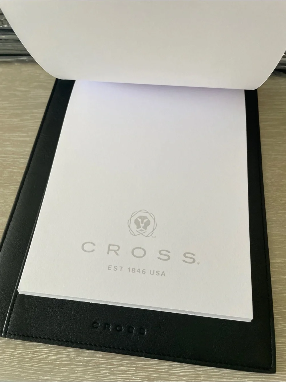 30 Cross Pen Black Leather Padfolio With Cross Branded 24 Page Note Pads